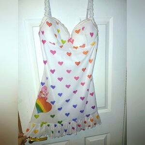 Dolls killxCarebears body con rainbow heart dress sz L